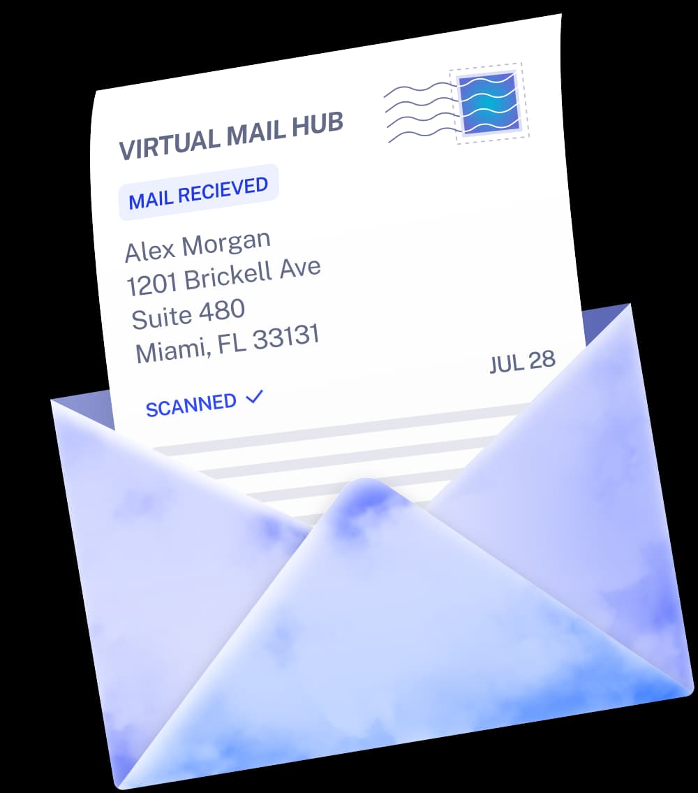 A scanned letter addressed to a Virtual Mail Hub customer
